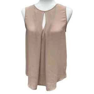 Forever 21 Womens Size Small Keyhole‎ Neck Sleeveless Beige Blouse Base Layer​​